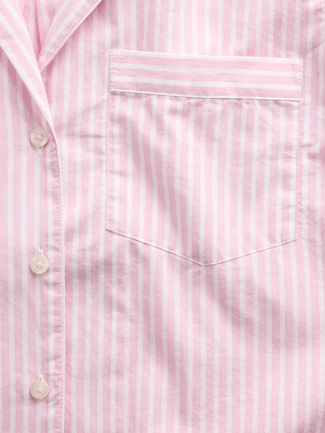 Chemise de pyjama courte oversize en popeline