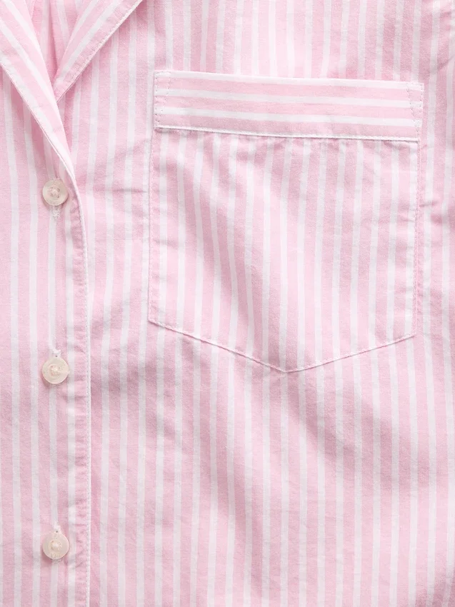 Chemise de pyjama courte oversize en popeline