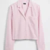 Chemise de pyjama courte oversize en popeline