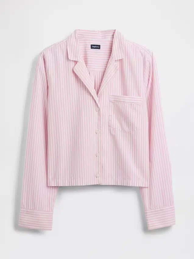 Chemise de pyjama courte oversize en popeline
