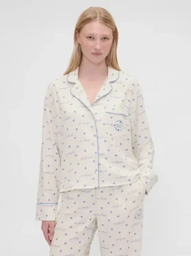 Chemise de pyjama en flanelle ample à pois GAP × Summer Fridays