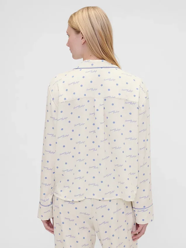 Chemise de pyjama en flanelle ample à pois GAP × Summer Fridays