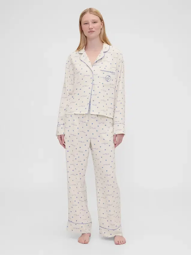 Chemise de pyjama en flanelle ample à pois GAP × Summer Fridays