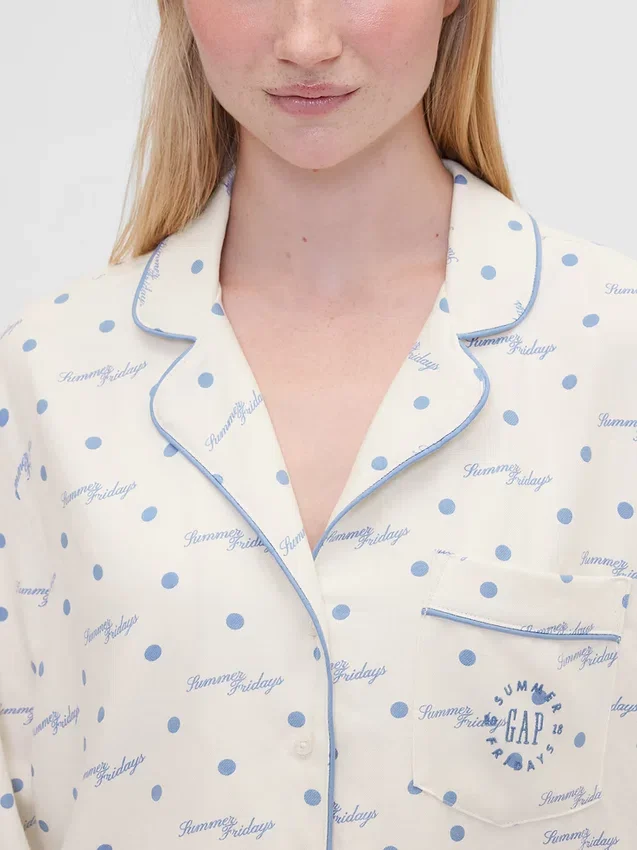Chemise de pyjama en flanelle ample à pois GAP × Summer Fridays