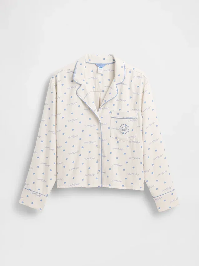 Chemise de pyjama en flanelle ample à pois GAP × Summer Fridays