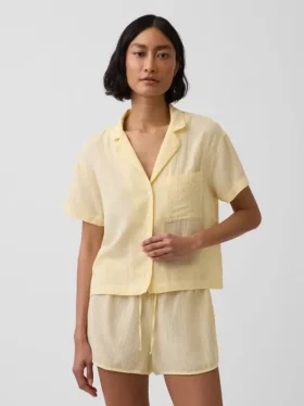 Chemise de pyjama oversize en gaze froissée