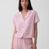 Chemise de pyjama oversize en gaze froissée