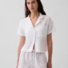 Chemise de pyjama oversize en gaze froissée
