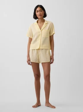 Chemise de pyjama oversize en gaze froissée