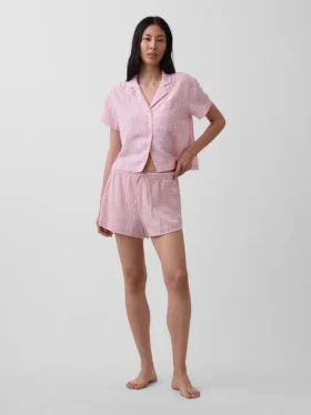 Chemise de pyjama oversize en gaze froissée