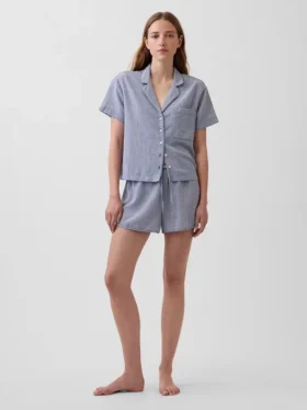 Chemise de pyjama oversize en gaze froissée