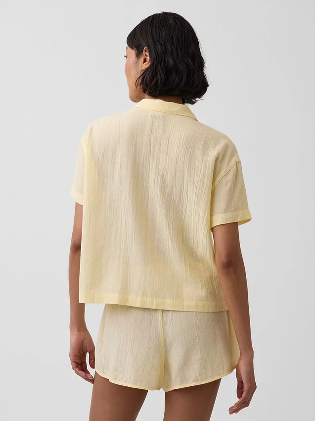 Chemise de pyjama oversize en gaze froissée