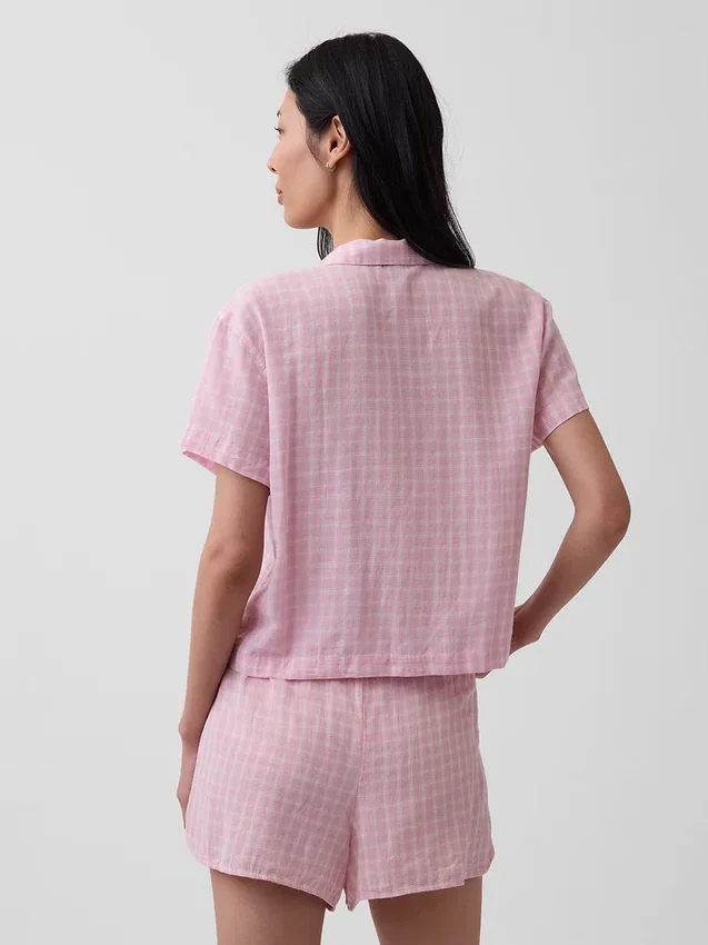 Chemise de pyjama oversize en gaze froissée