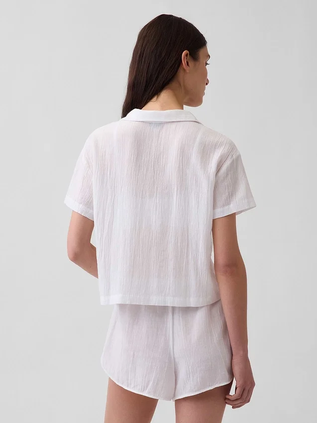 Chemise de pyjama oversize en gaze froissée