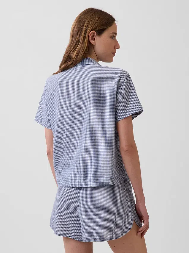 Chemise de pyjama oversize en gaze froissée