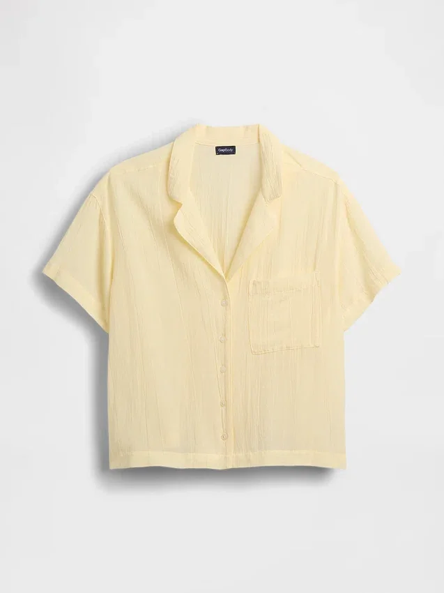 Chemise de pyjama oversize en gaze froissée