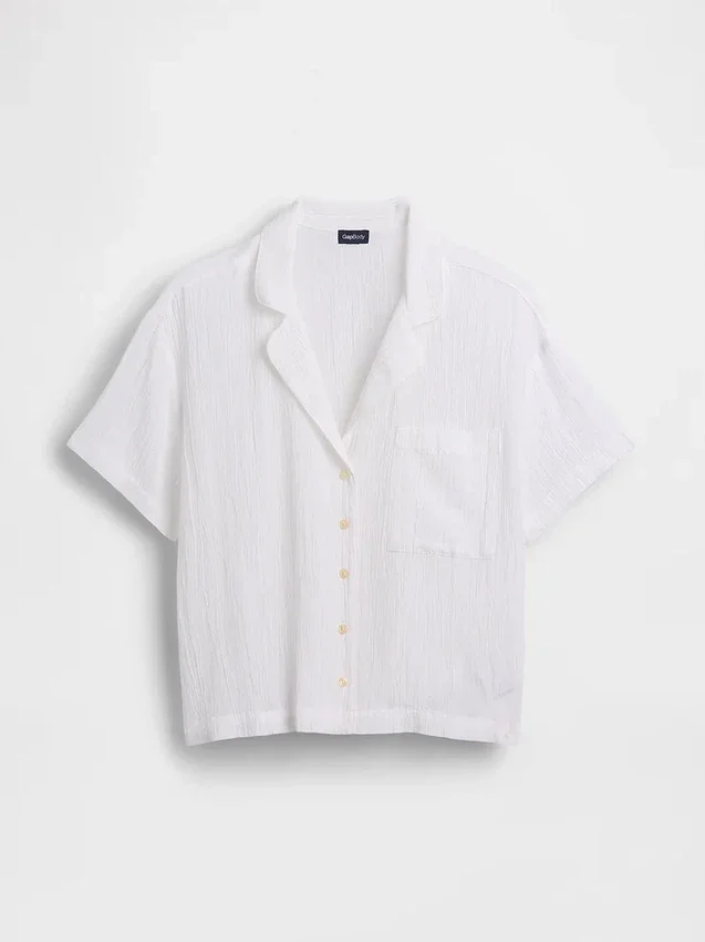 Chemise de pyjama oversize en gaze froissée