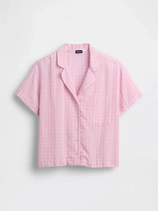 Chemise de pyjama oversize en gaze froissée