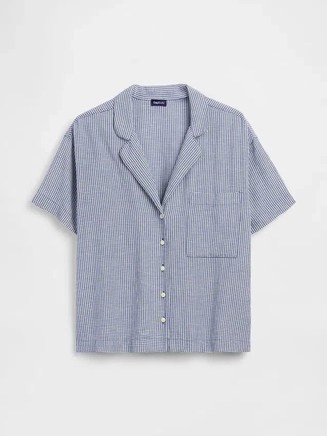 Chemise de pyjama oversize en gaze froissée