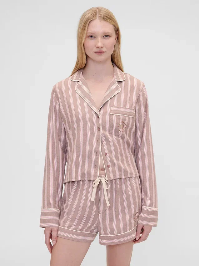 Chemise de pyjama à rayures en flanelle ample GAP × Summer Fridays
