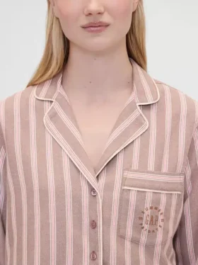 Chemise de pyjama à rayures en flanelle ample GAP × Summer Fridays