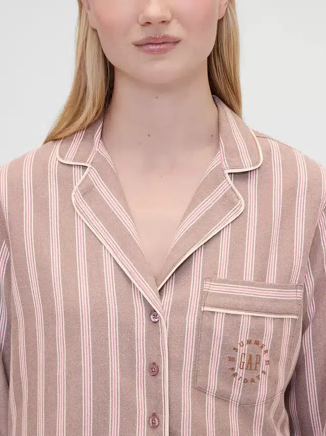 Chemise de pyjama à rayures en flanelle ample GAP × Summer Fridays