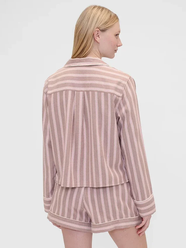 Chemise de pyjama à rayures en flanelle ample GAP × Summer Fridays