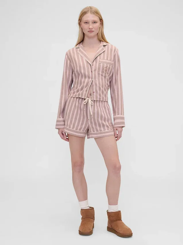 Chemise de pyjama à rayures en flanelle ample GAP × Summer Fridays