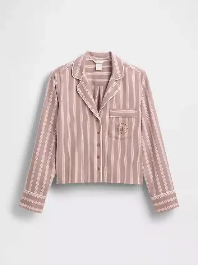 Chemise de pyjama à rayures en flanelle ample GAP × Summer Fridays