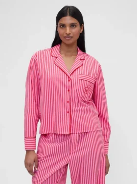 Chemise de pyjama à rayures en popeline ample GAP × Summer Fridays