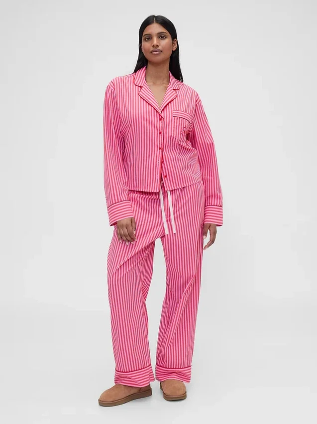 Chemise de pyjama à rayures en popeline ample GAP × Summer Fridays