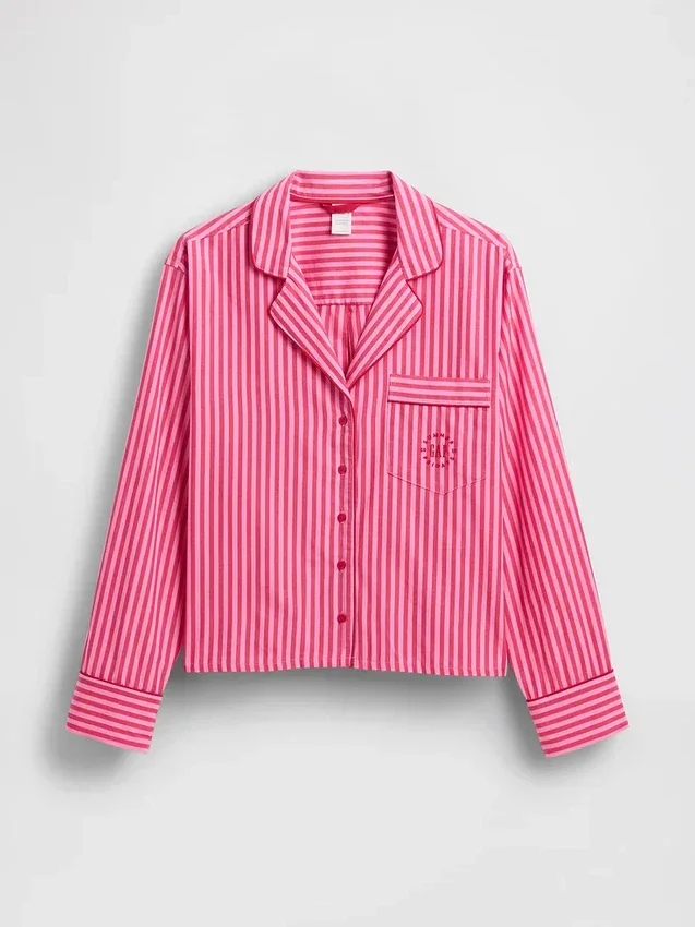 Chemise de pyjama à rayures en popeline ample GAP × Summer Fridays