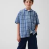 Chemise de vacances ample à carreaux texturés pour enfant