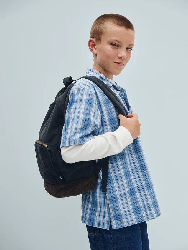 Chemise de vacances ample à carreaux texturés pour enfant
