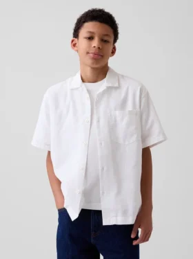 Chemise de vacances décontractée en lin et coton pour enfant