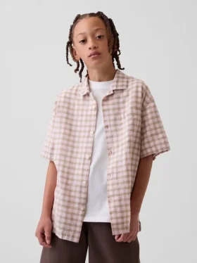 Chemise de vacances décontractée en lin et coton pour enfant