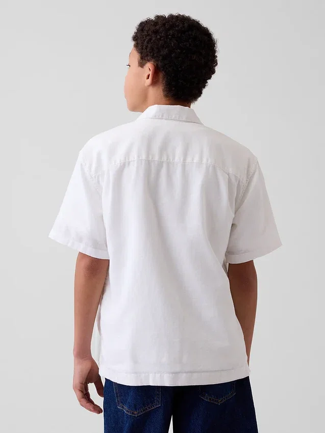 Chemise de vacances décontractée en lin et coton pour enfant