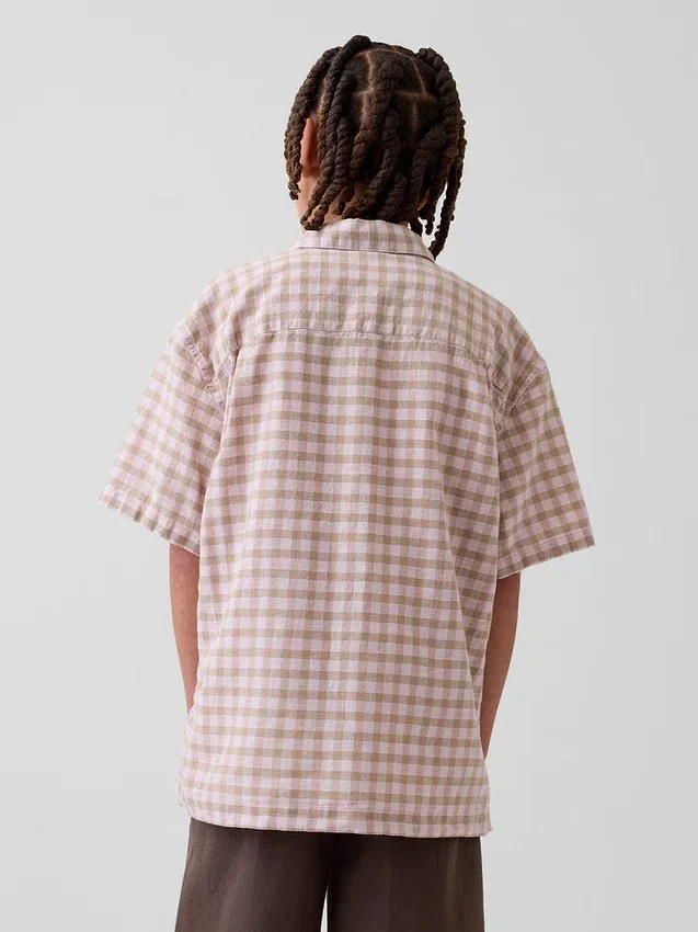 Chemise de vacances décontractée en lin et coton pour enfant