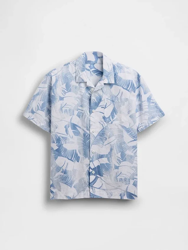 Chemise de vacances décontractée à motif floral texturé pour enfant