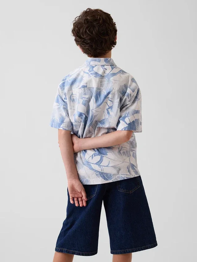 Chemise de vacances décontractée à motif floral texturé pour enfant