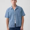 Chemise de vacances en denim dobby