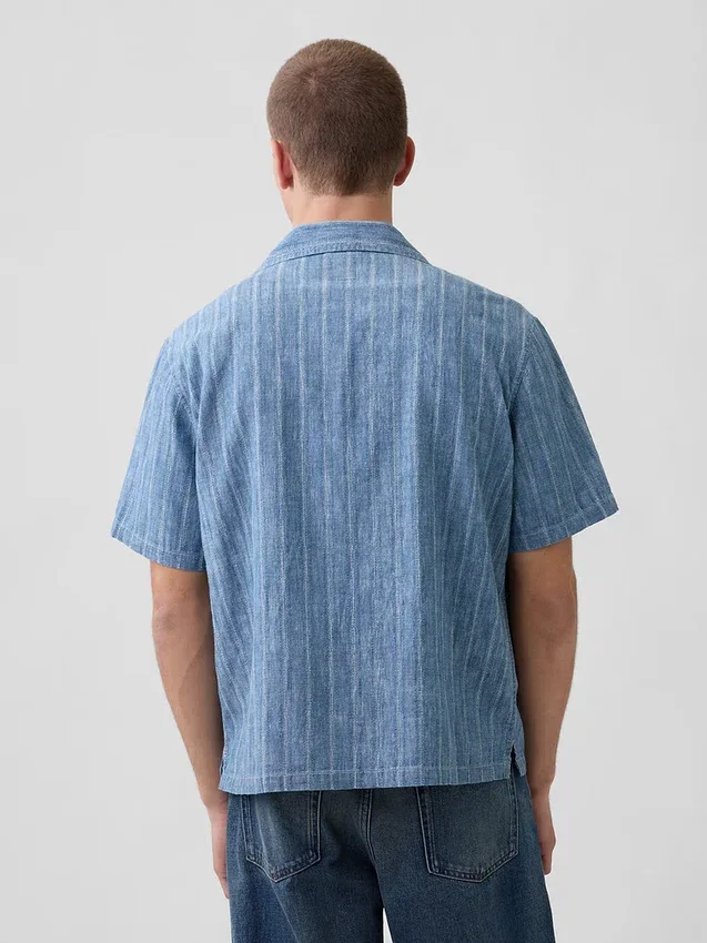 Chemise de vacances en denim dobby