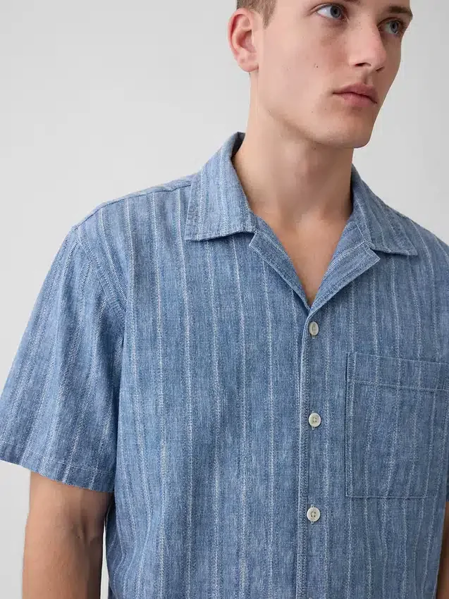 Chemise de vacances en denim dobby