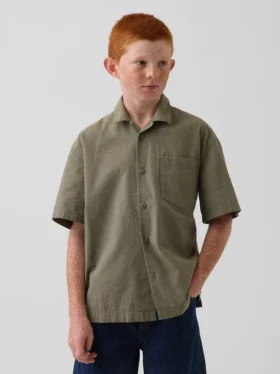 Chemise de vacances texturée à la coupe décontractée pour enfants