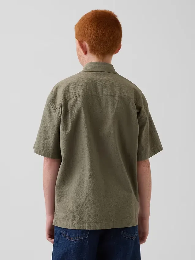 Chemise de vacances texturée à la coupe décontractée pour enfants