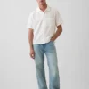 Chemise en coton dobby à ourlet droit et coupe décontractée