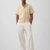 Chemise en coton dobby à ourlet droit et coupe décontractée