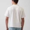 Chemise en coton dobby à ourlet droit et coupe décontractée