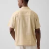 Chemise en coton dobby à ourlet droit et coupe décontractée