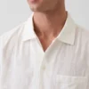 Chemise en coton dobby à ourlet droit et coupe décontractée